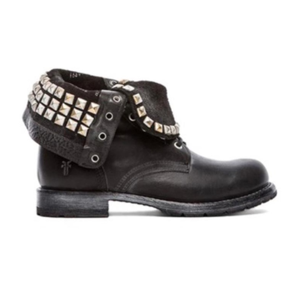 Frye Rogan Fold Over Studded Boots - Black